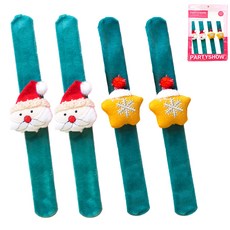 PARTYSHOW 仿貂毛聖誕手鍊 聖誕老人 2入 + 星星帽 2入 套組, 1套, 混合顏色