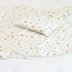 ahtty blanc 嫘縈寶寶枕套 2入 + 枕芯 + 毯子組, 小狗