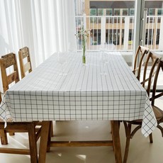 Syoni Home Living PVC防水桌巾, 03 雪花白, 8人用(140 x 280 cm)