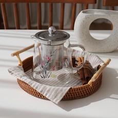 두리가온 블룸엣홈 자개 내열유리 티포트, 난초꽃, 650ml