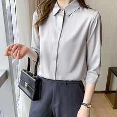 레몬소울 여성용 알데 빅사이즈 시크릿 단추 카라 블라우스