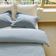 AprilHome Demas 80 支羊毛寬幅高密度棉被套, 藍色