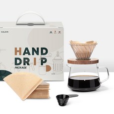 칼딘 V형 클리어 핸드드립 세트 브라운 2-4인용, 1세트, 5종, 600ml