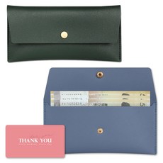 리코즈 레더 현금 용돈봉투 2종 + 카드 2p 세트, 딥그린 + 블루, 1세트
