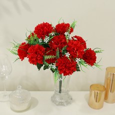 조아트 조화 풍성한 고급 성묘 생화같은 인테리어 납골당 산소 어버이날 스승의날 가정의달 팝카네이션, 레드, 3개 레드, 3개