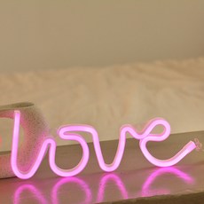 LOVE字樣霓虹LED小夜燈, 粉紅色