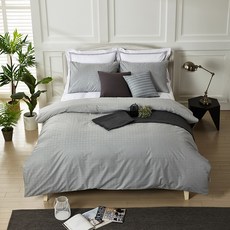 GOOSE&HOME 千鳥格現代質感被套, 灰色