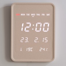 FLaiTO Luna Daily 溫濕度室內設計LED壁鐘 ENG, 奶油色