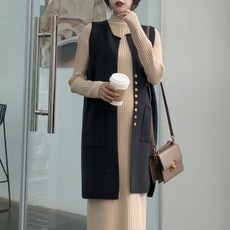 민소매 포켓 스웨터 가디건 임산부 조끼