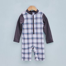 SNEFF 兒童用巴洛克風格條紋格紋連身泳衣