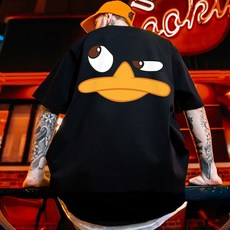 JTL 男款鴨子臉圖案箱型寬鬆版短袖T恤