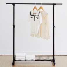 트레벨 커넥트 이동식 1단 수납 옷걸이행거 900, 블랙