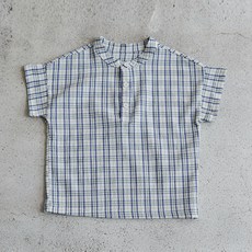 WISHKIDS 女童涼感透氣格紋半開襟襯衫