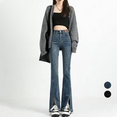 엘쏘 여성용 롱다리 부츠컷 절개 팬츠