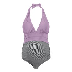 By Me吊帶條紋孕婦泳裝