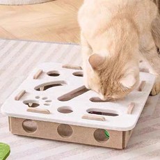 딩동펫 고양이 펠트 미로 방울공 장난감 사각, 아이보리, 1개