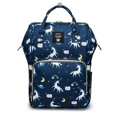 JH Company 獨角獸印花大容量後背包, 藍色
