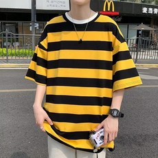 Goodif 男士條紋舒適版型短袖T恤