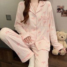 어나더디 여성용 데일리 드림 긴팔 잠옷 세트