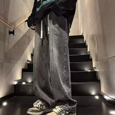 Goodif 男士休閒復古寬版直筒褲