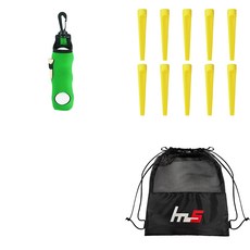 NAYASTYLE 高爾夫球袋 + 塑膠高爾夫長球釘 10入 + 球袋套組 GFYP-136-2+185-3pU, 混合顏色(球袋), 單一顏色(高爾夫球釘)