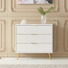 가구의가치 아트 3단 드레스룸 안방 슬림 서랍장 800 방문설치, 화이트, 3개