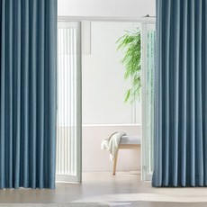 뷰하우스 카리엘 사계절 린넨 암막커튼 2p + 3단 커튼봉 세트