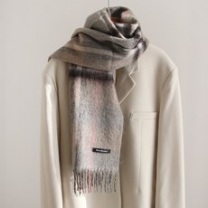 Vavisoo Maison 羊毛混紡格紋流蘇圍巾
