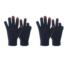 나야스타일 성인용 방한 패턴 자수 스마트폰 터치 털 장갑 DM-4-3 2p세트, 네이비