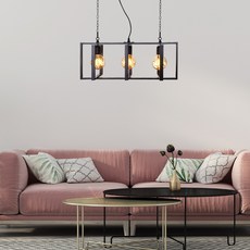 원하 식탁등 인테리어 3등 팬던트조명 이디야, 흑색