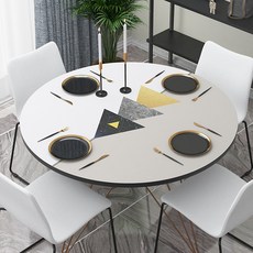 마켓A 옵티컬 기하학 방수 원형 식탁보, TYPE15, 90 x 90 cm