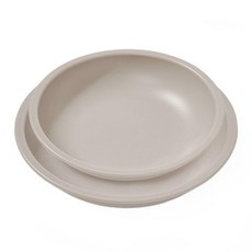 mommy's table 矽膠年輪餐盤兩件套組, 1套, 柔和的米色