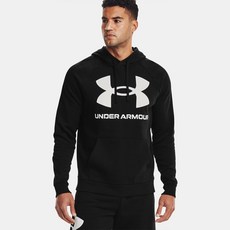 Under Armour 安德瑪 男款UA Rival抓毛大Logo寬鬆刷毛連帽T恤 1357093-001