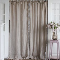 CoTe TaBLe 側邊荷葉邊亞麻窗簾, 米灰色