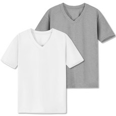 어반티 남녀공용 베이직 무지 면 30수 브이넥 반팔 티셔츠 2종 세트
