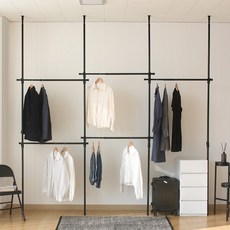 Nero 韓國製造 寬度可調式 標準型 5層衣架, 黑色