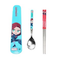 LILFANT 漫威英雄不鏽鋼餐具組 MV7379, 黑寡婦款, 餐具盒+湯匙+筷子