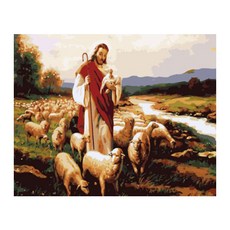 Living Duo DIY油畫 40 x 50 cm, A-057 羊群與基督, 1個
