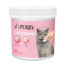 PURRY 派銳 貓用淚痕清潔布 100片裝 含玻尿酸, 1罐