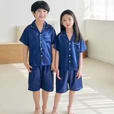 PINGCOCO 兒童絲質短袖睡衣上下套裝