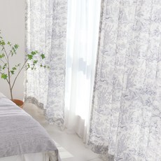 FORHOME 手工佛羅倫斯法式印花亞麻訂製窗簾 穿管式, 混合色