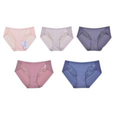 ARONIA 女性透氣蕾絲無痕莫代爾內褲5件組 MD725, 膚色, 米色, 印度粉, 深棕色, 海軍藍