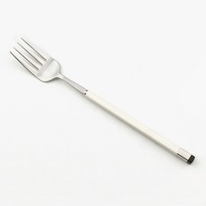 Bogen 方形雙色餐具 晚餐叉, 1個, 白色 + 銀色