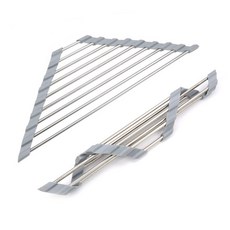 MONACO OLIVE 水槽三角角落捲式瀝水架 2入, 灰色, 1個