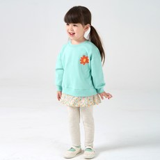 KIDSCOMO 童款碎花下擺大學T+內搭褲套裝