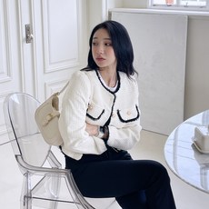 디아미뇽 여성용 라벤 골드 트위드 자켓