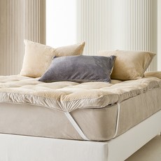 La Pomme Cozy鬆餅格極細纖維吸濕發熱冬季鬆緊帶床墊, 柔和的米色