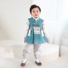 Doha Hanbok 男童用勿忘我高級韓服套裝