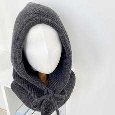 Hanseu 帽子 鈕扣針織連帽防寒保暖冬季帽