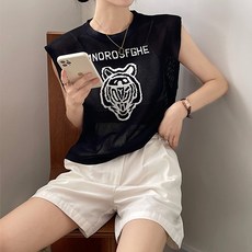 레몬소울 여성용 여르 타이거 시스루 나시티